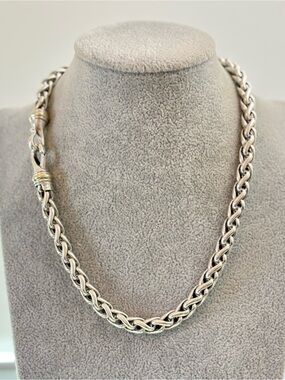 David Yurman 925 & 14k Gold 8mm Wheat Chain Necklace 17.5"